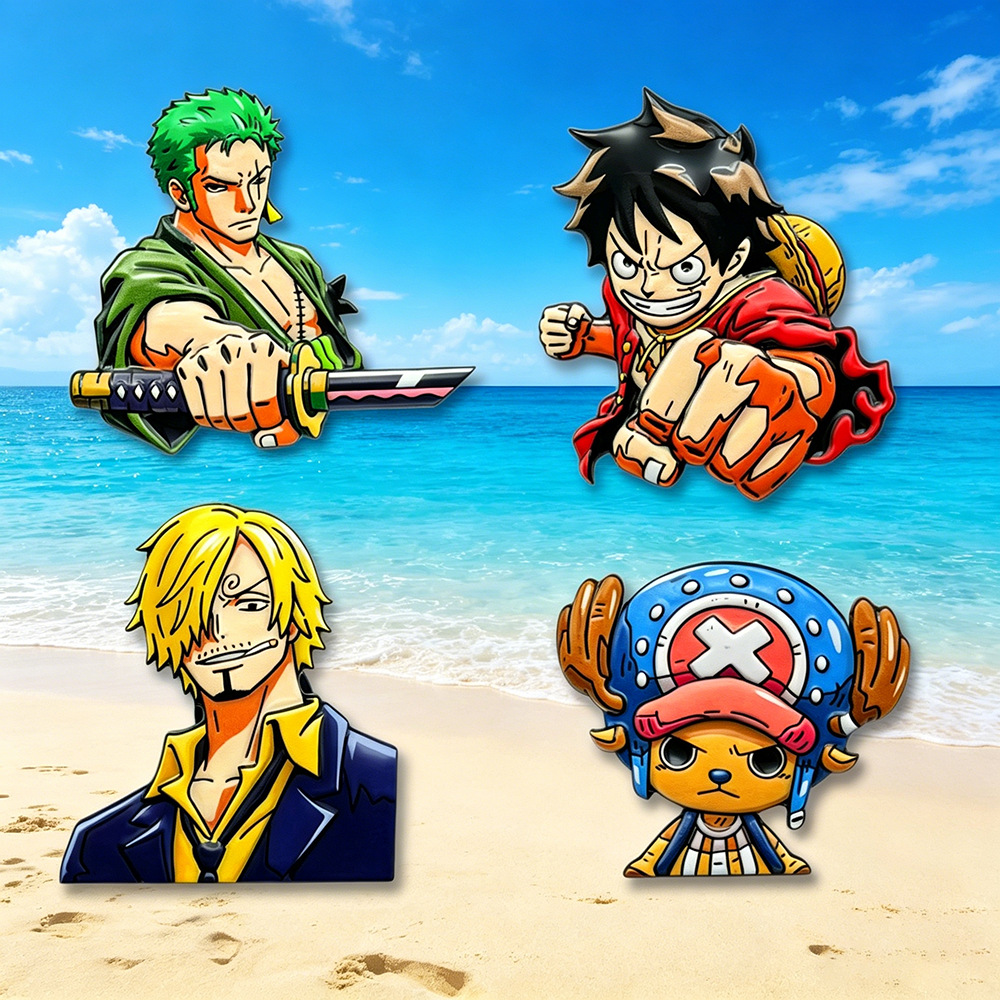 Cosplay Anime Zoro - 4pcs ONE PIECE Cartoon Character Brooches