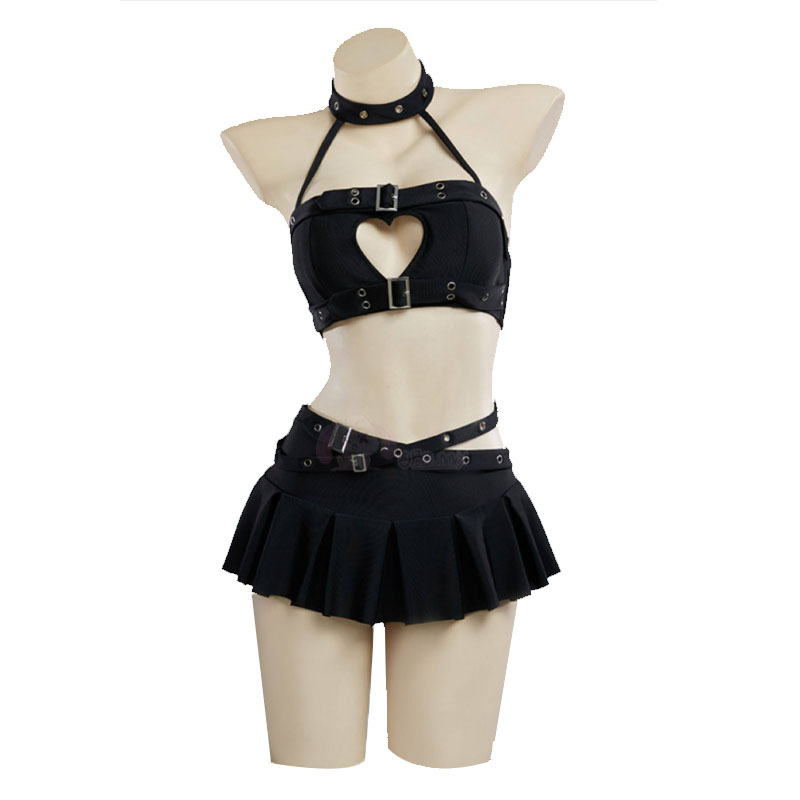 Anime Cosplay Bikini - Gothic Punk Heart Hollow Halter Swimsuit