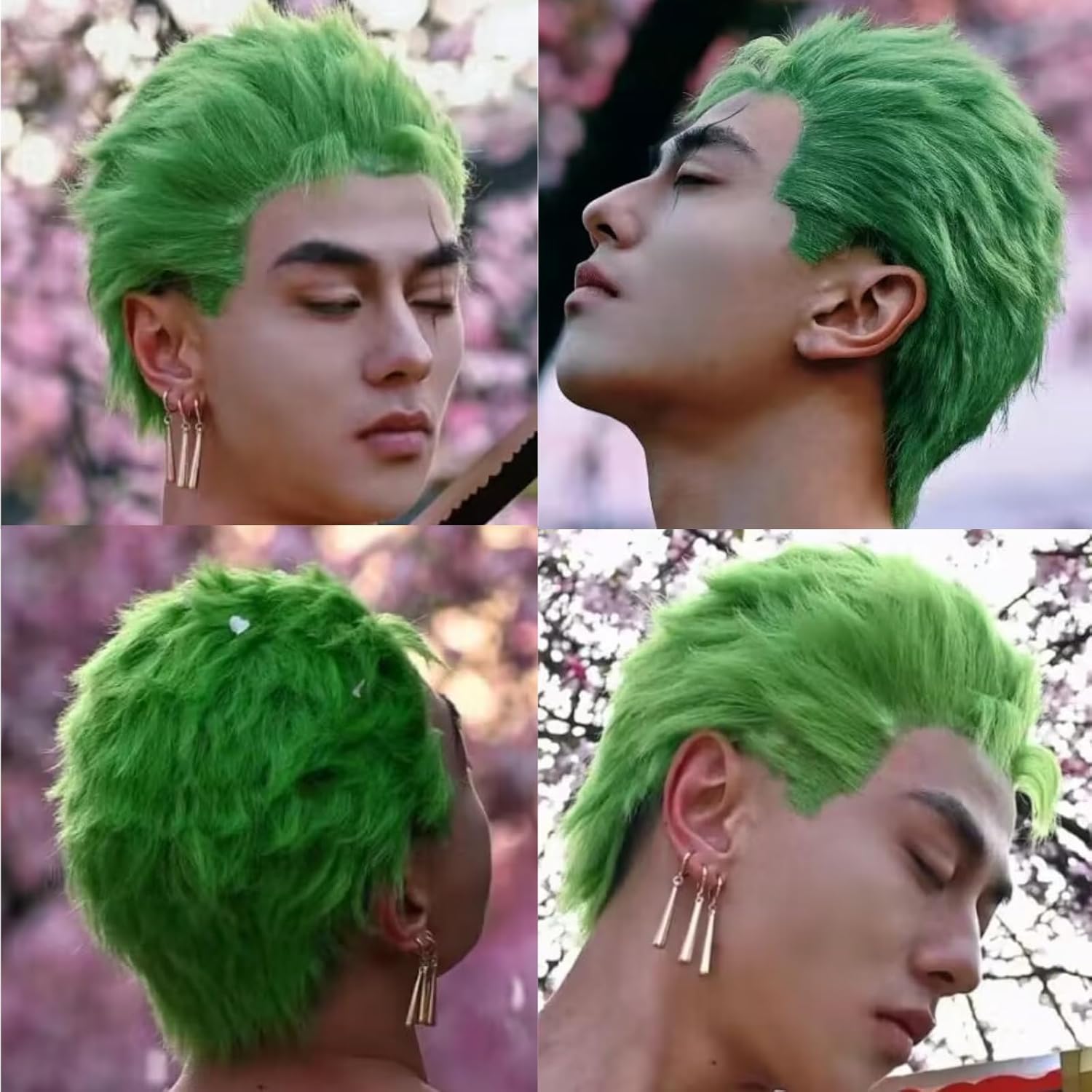 Short Green Wigs for Men Light - Cosplay Anime Zoro ulasan dan harga