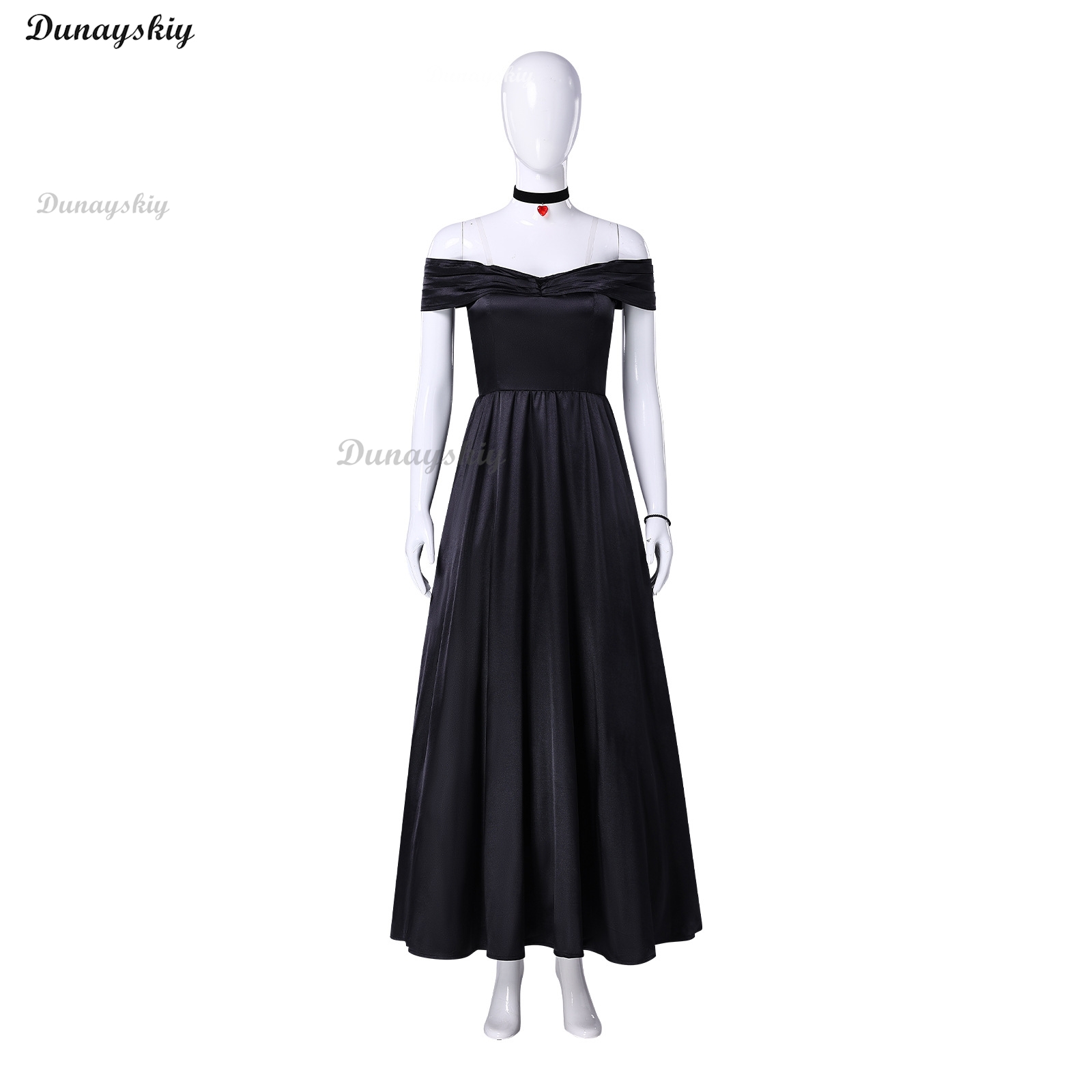 Elegant Long Black Satin Weddi - Anime Cosplay Couple ulasan dan harga