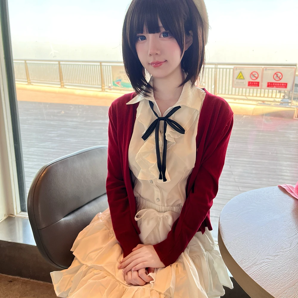 Girl Red Coat Shirt Skirt Set  - Anime Cosplay For Girls ulasan dan harga